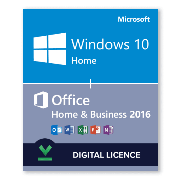 Windows 10 Home 32bit 64bit and Microsoft Office Home and Business 2016 bundle download digital licence