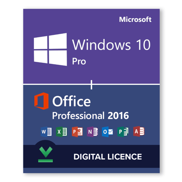 Windows 10 Pro 32bit 64bit and Microsoft Office Professional 2016 bundle download digital licence